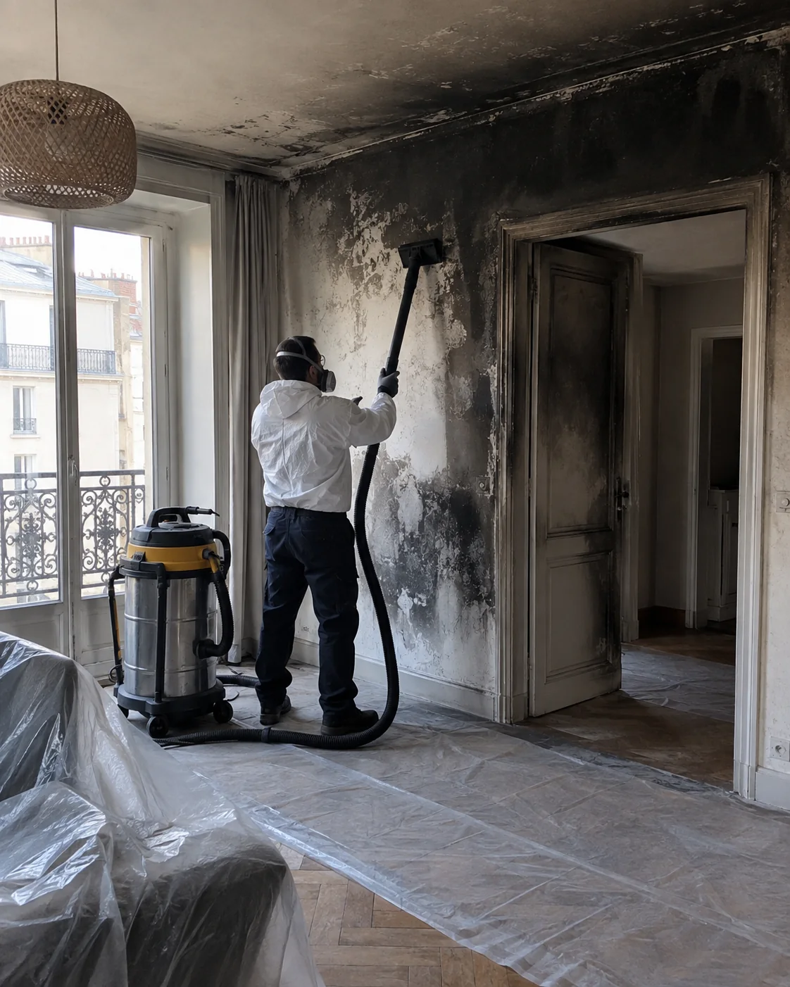 Nettoyage après incendie : intérieur touché par un incendie