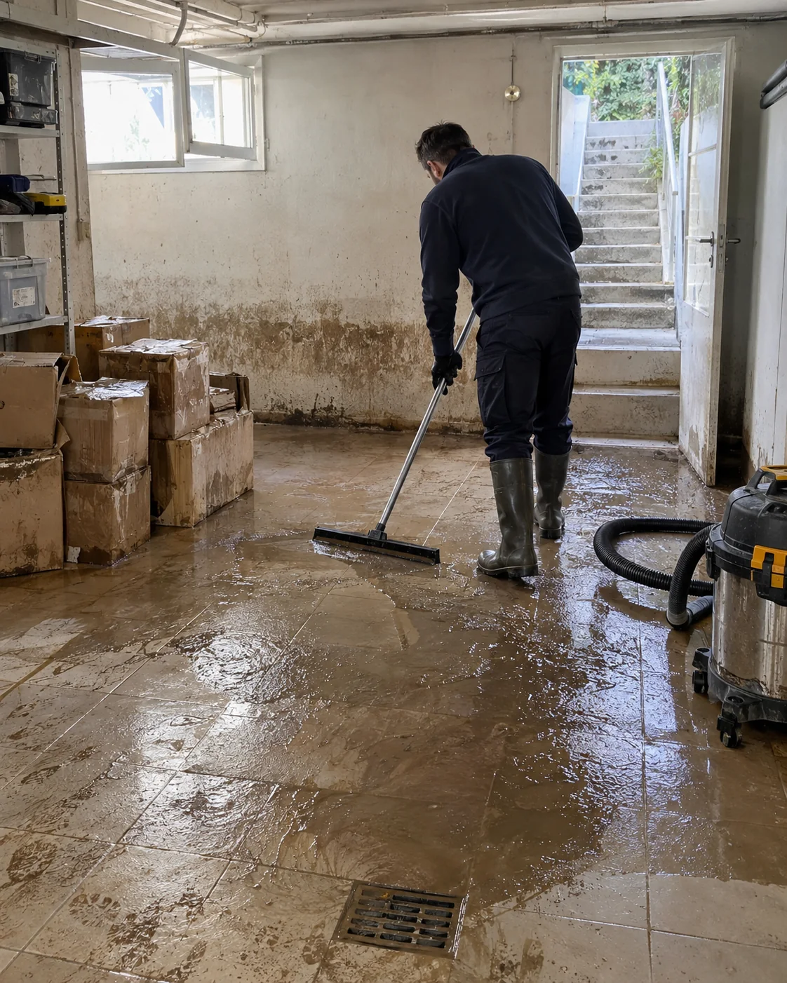 Nettoyage après inondation : intérieur touché par une inondation
