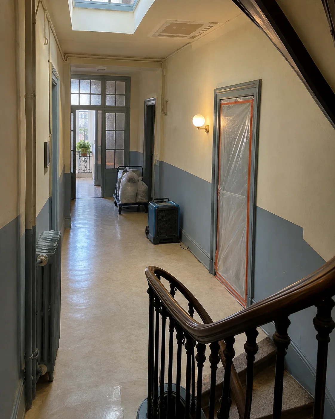 Parties communes nettoyées et préparées pour les travaux